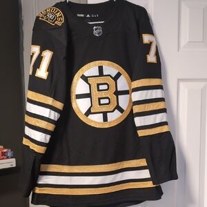 Adidas Taylor Hall Black and Gold Boston Bruins Jersey #71